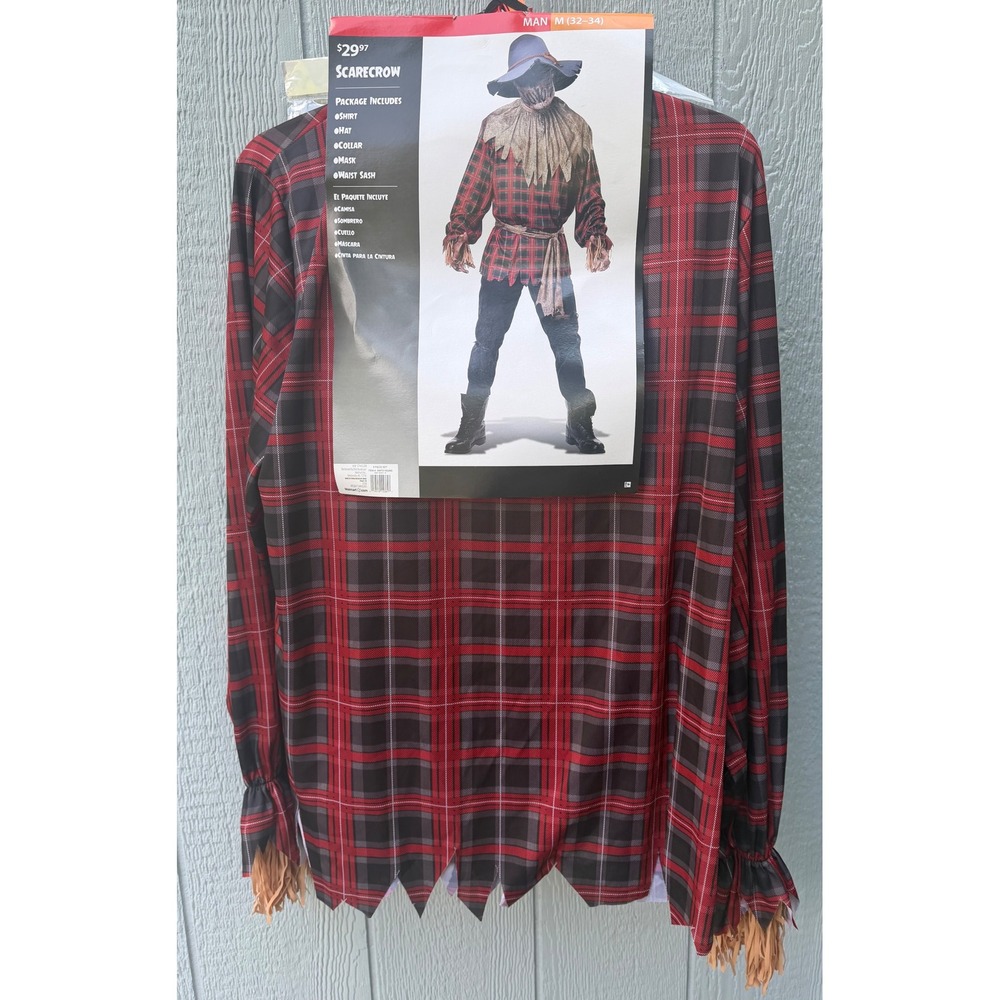 California Costumes Mens Scarecrow Halloween Costume 5pc Set Red Plaid Medium